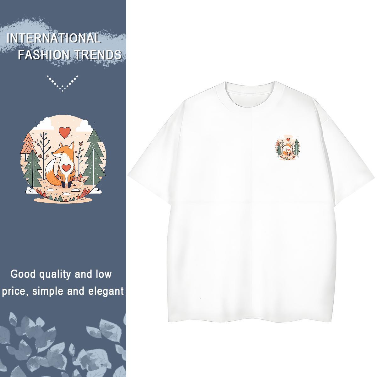 T shirt 230g Pure Cotton fox Street wear Hip Hop Breathable Short Sleeve DIY Anime Men Clothes T-Shirt Designer Fashion Classic Tops Tees