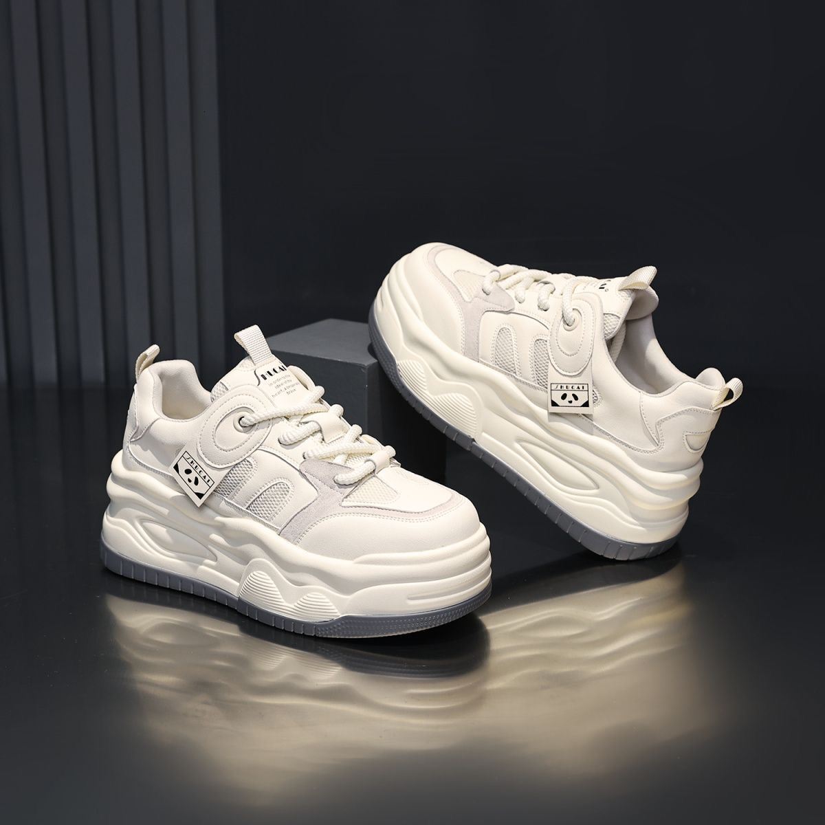 Ddmysports Small White Year Of The Loong New Spring And Summer Style Versatile Panda Thick Soled High Board Ins Casual Fashion Shoes For Women Outdoor