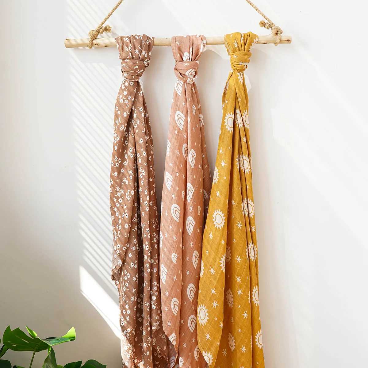 120x110cm 2-layer baby plain swadi blanket skin friendly and cute printed baby towel packaging bamboo cotton blanketW240810