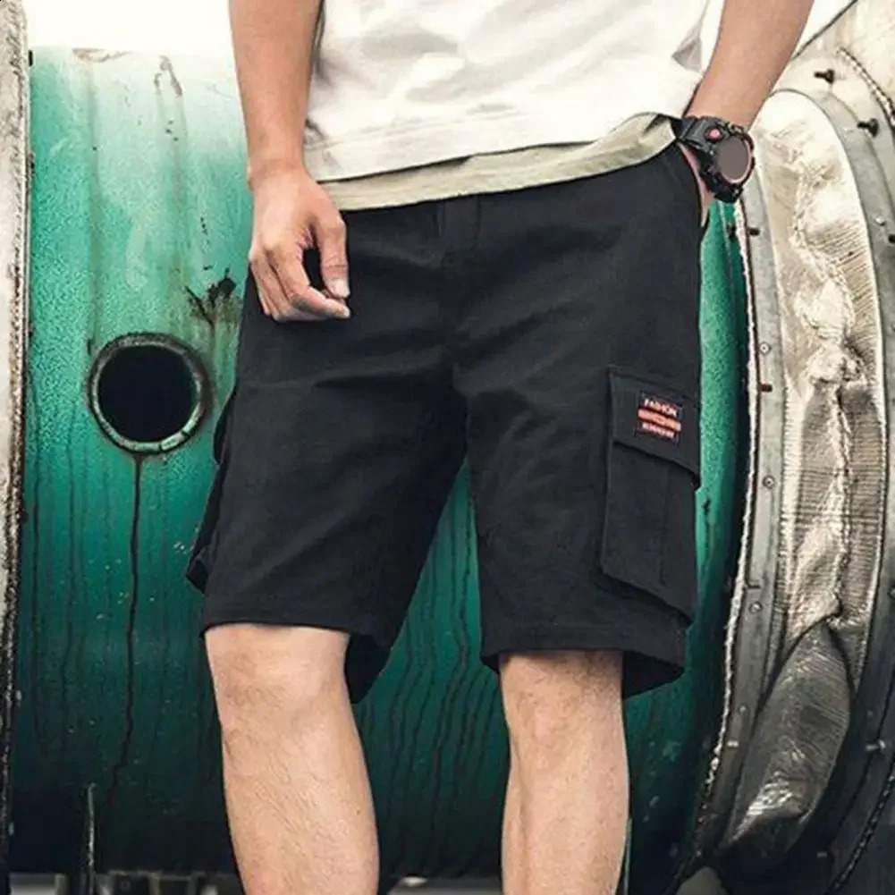 Elastic Waistband Men Shorts Mens Plus Size Cargo Shorts with Multiple Pockets Breathable Fabric Quick-drying for Comfortable 240812