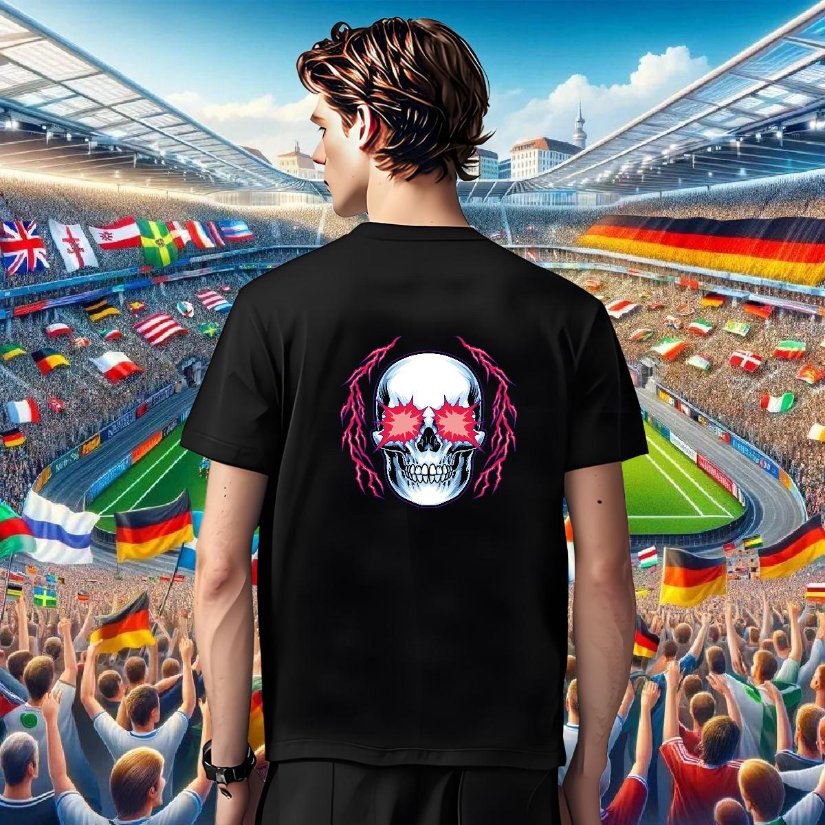 Classic Mens T Shirts skull Tops 100% Cotton 230g Street Popular Oversized Pure Cotton Couples T Shirts