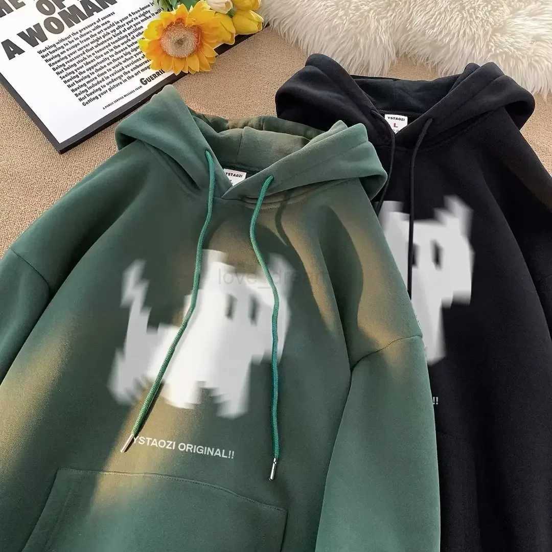 Mens hip-hop hooded sweater loose vintage hooded sweatshirt student casual top autumn trendy clothing street gym clothingXJ240812
