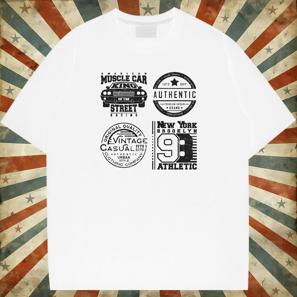 High Quality letter T Shirts Men High Street Hip Hop Men Tops Tees 230g Cotton Classic Casual Pure Cotton White Plus Size Clothes