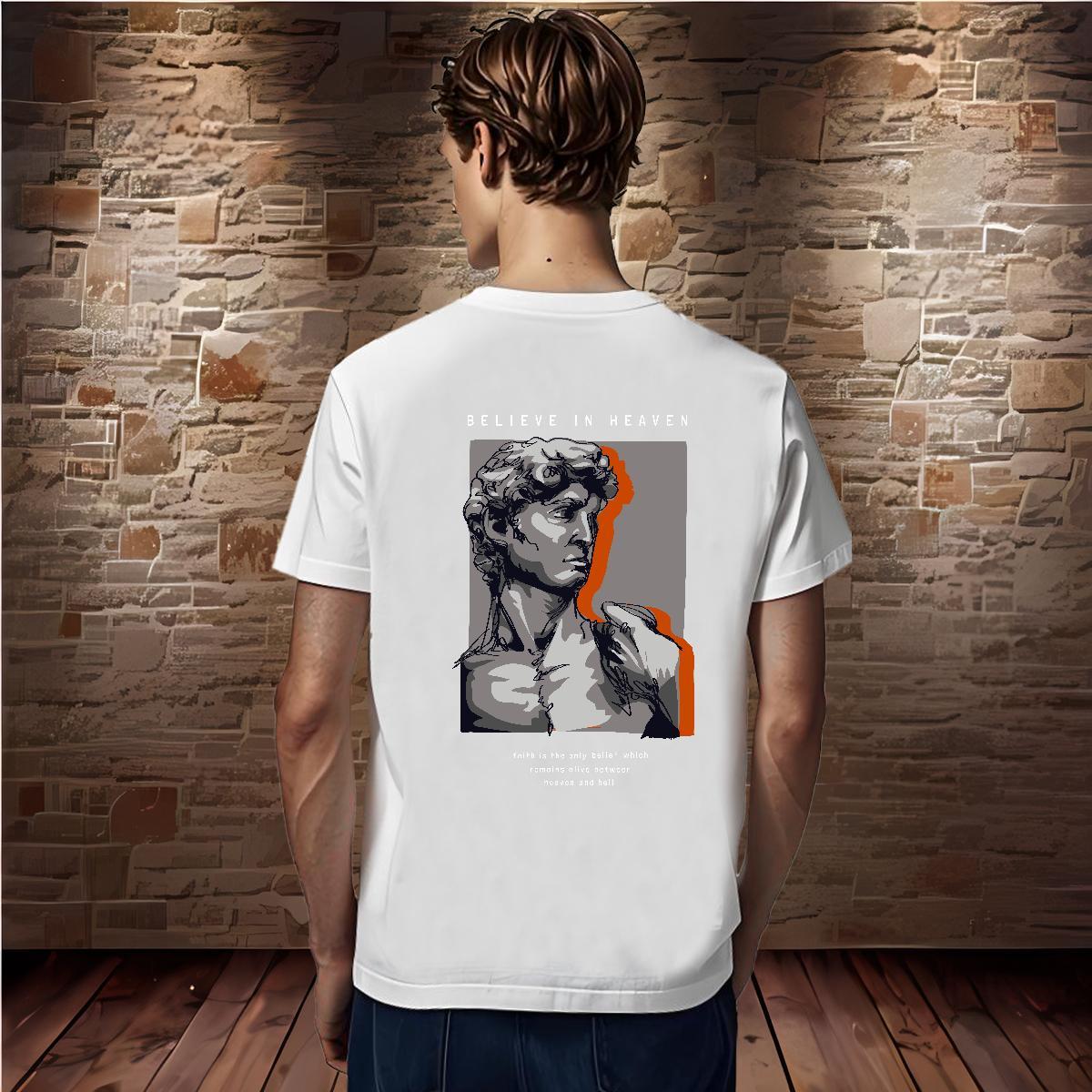 T Shirt For Man 230g 100% Cotton portrait Summer Casual Breathable Short Sleeve White Plus Size Men Tees Fashion Casual High Quality Tshirts