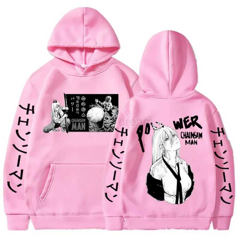 Harajuku Anime Chainsaw Man Power Cute Printed Hooded Plus Size Hoodie Men Women Sweatshirts Comfortable Unisex Warm PulloverXJ240812
