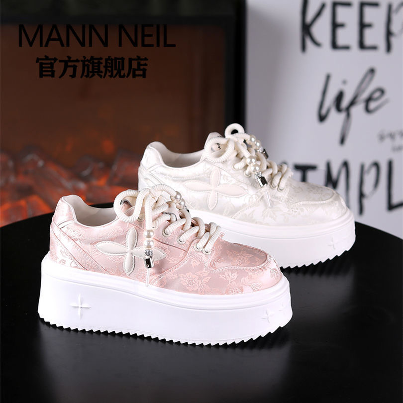 Ddmysports China Chic Chinese Versatile Board Women S Spring Summer New Genuine Leather Embroidery Thick Soled Sports Casual Small White Shoes Outdoor
