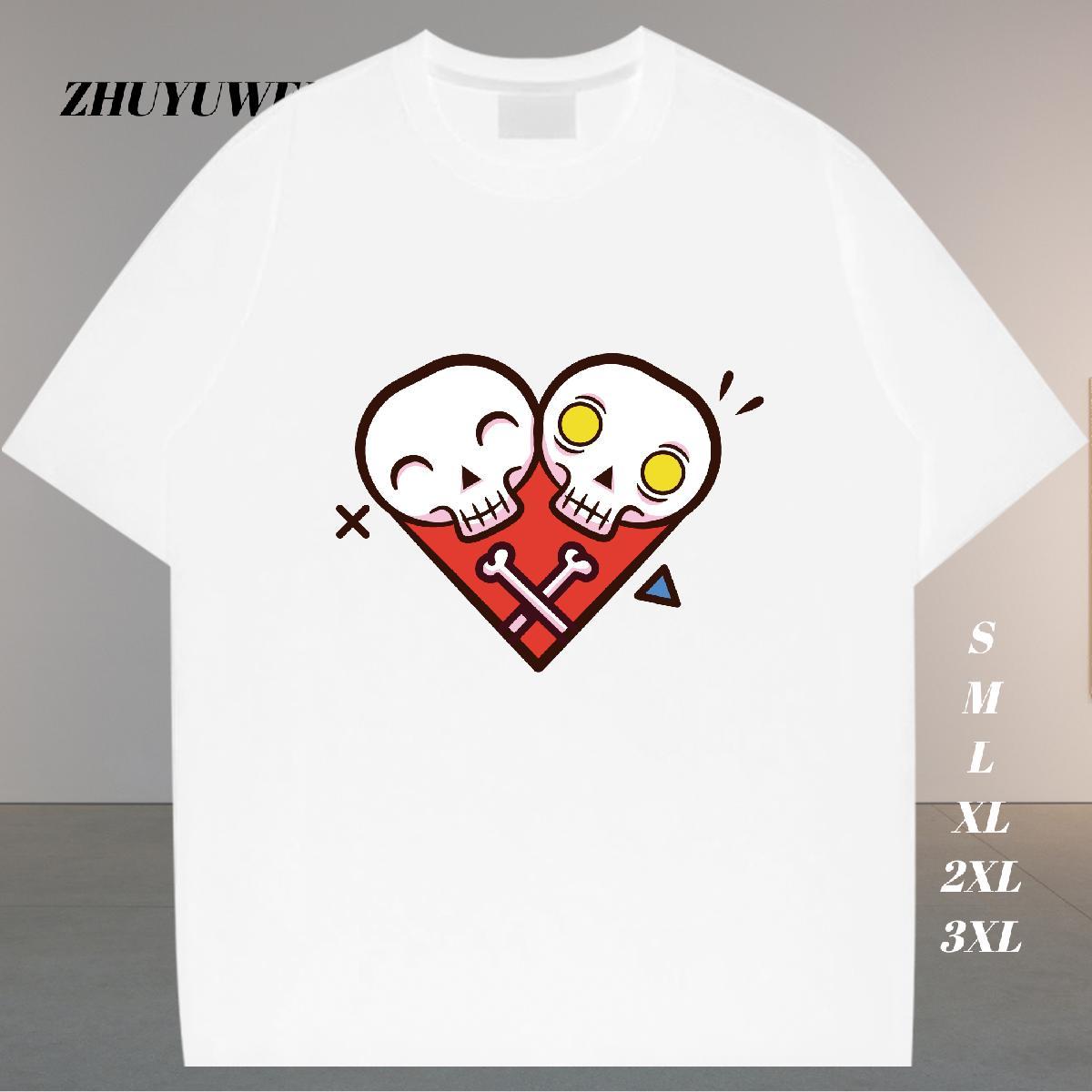Free Shipping T Shirts Men skull Top Tees 230g Cotton Daily Outfit Cool Custom Printing Breathable Soft Tshirts