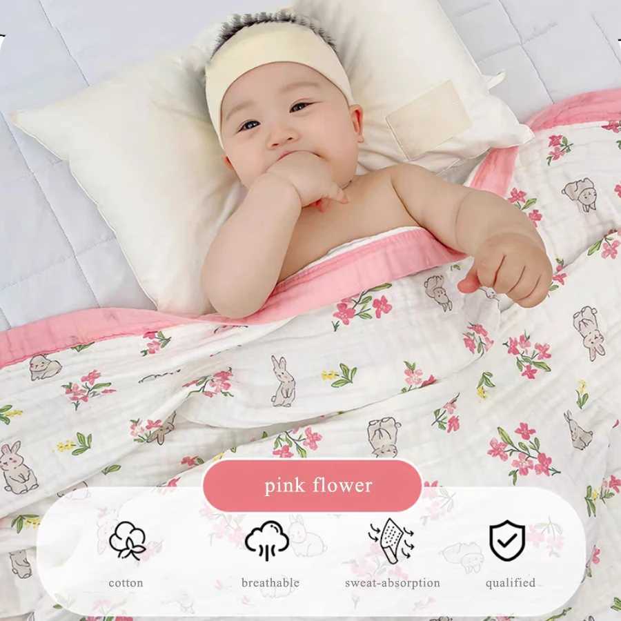 Baby blanket 6-layer thick soft newborn linen summer cartoon high-density breathable baby blanketW240810