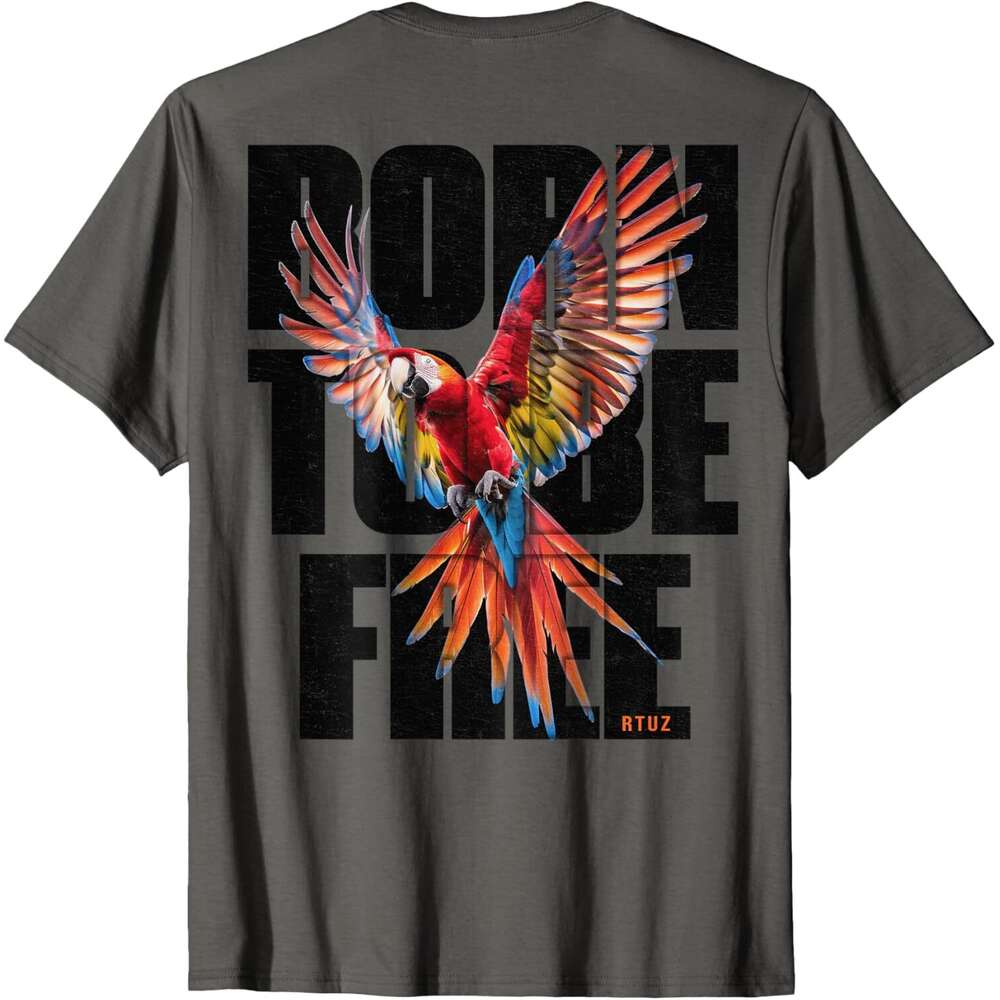 T shirt for Mens Womens Parrot Bird Hip Hop Vintage Hipster Edgy Urban Y2K Back Print Streetwear T-Shirt Shirts Tshirt Graphic Tee Casual Tops Clothes
