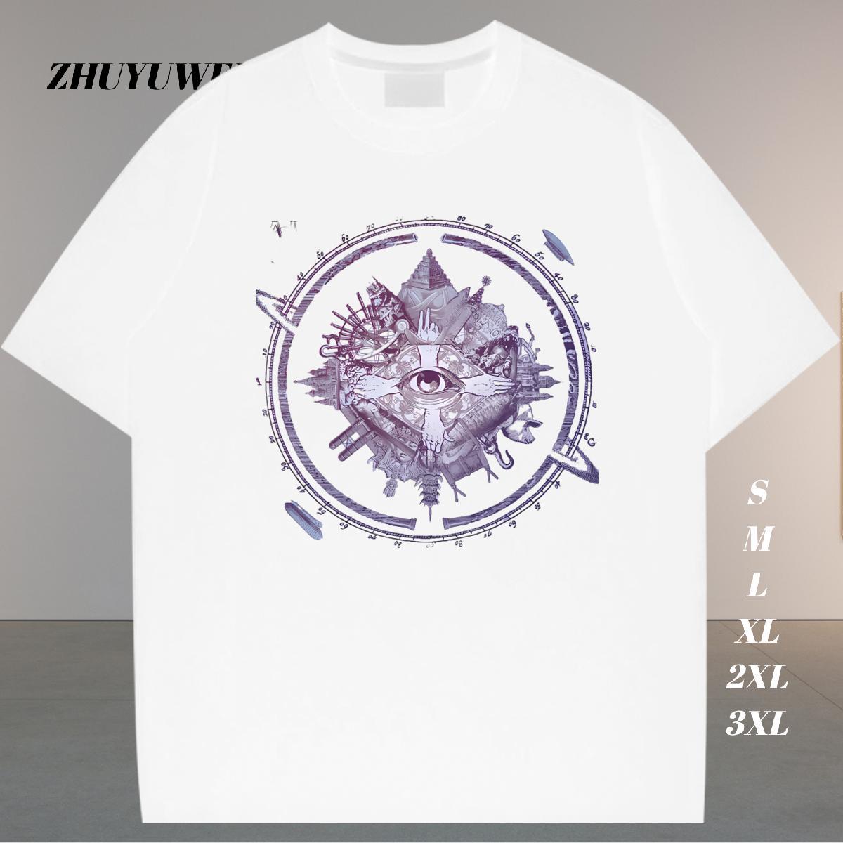 Fashion New Mens T Shirts eye of the devil Clothes 230g Pure Cotton Daily Outfit Cool Design Custom Printed Breathable Crew Neck Couples T Shirts