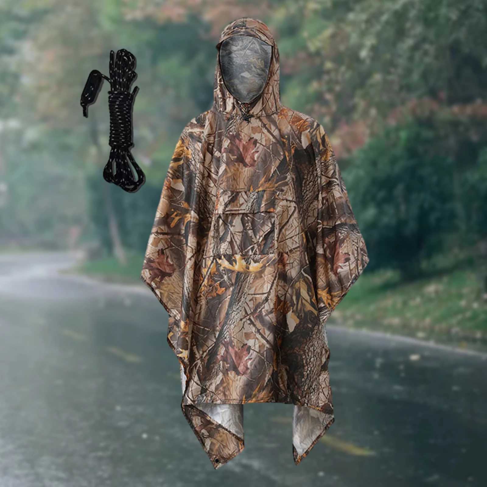 Hooded Rain Poncho Water Resistant Rain Cape Cloak with Front Pocket Adults Poncho for Travel Camping Outdoor Climbing Riding Y240810