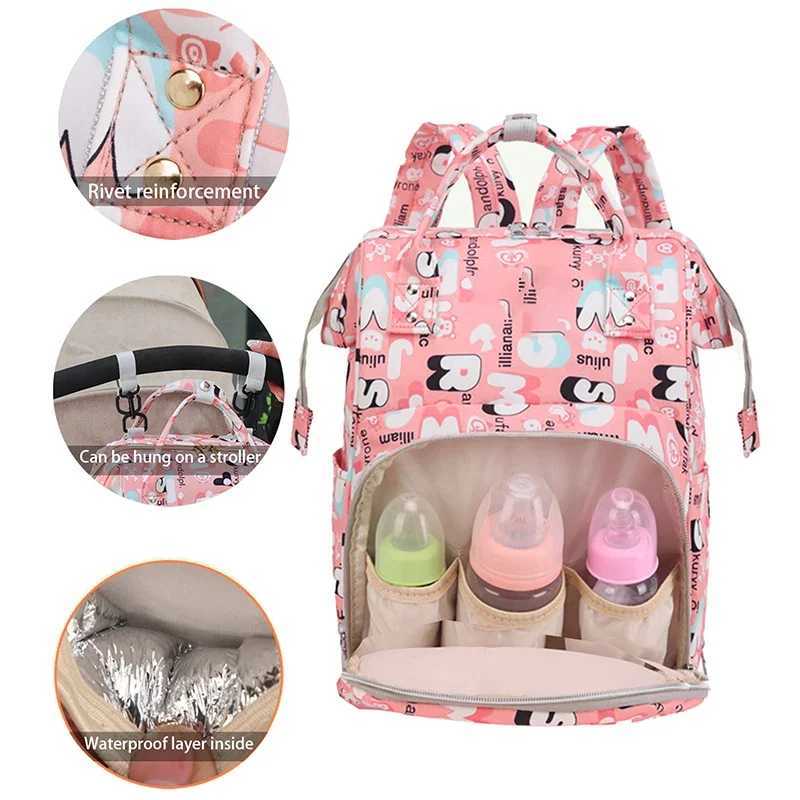 Multi functional bottle insulated backpack mommy bag diaper storage bag waterproof travel large capacity mother and baby bag W240812