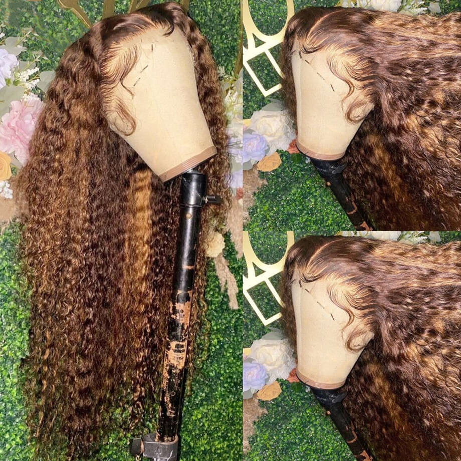 Highlight Human Hair Deep Frontal Wig 13X6 Hd Lace Front Remy Brazilian On Sale 13X4 Water Wave Curly Wigs