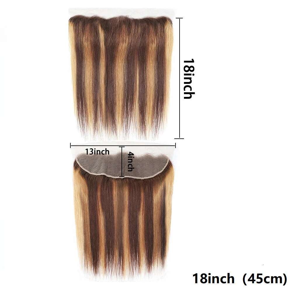 Highlight Only Straight Human Hair For Women Pre Plucked 13X4lace Frontal P4/27 Lace Closure 14-22Inch