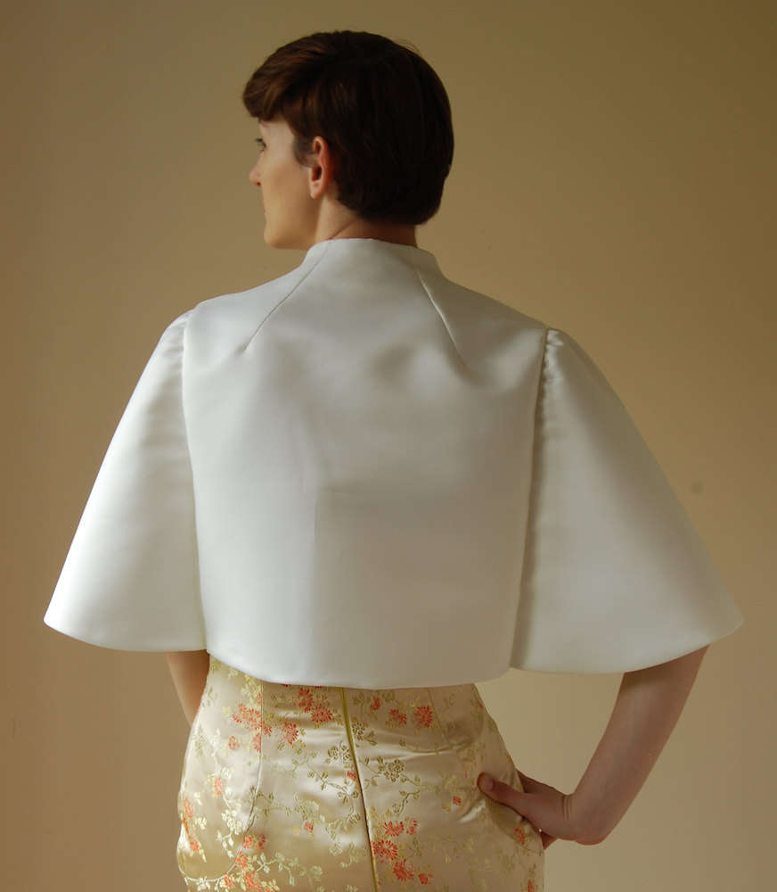 Short Ivory White Wedding Jackets Front Open Bridal Women Bolero Stain Long Sleeve Custom Made Wraps Jacket