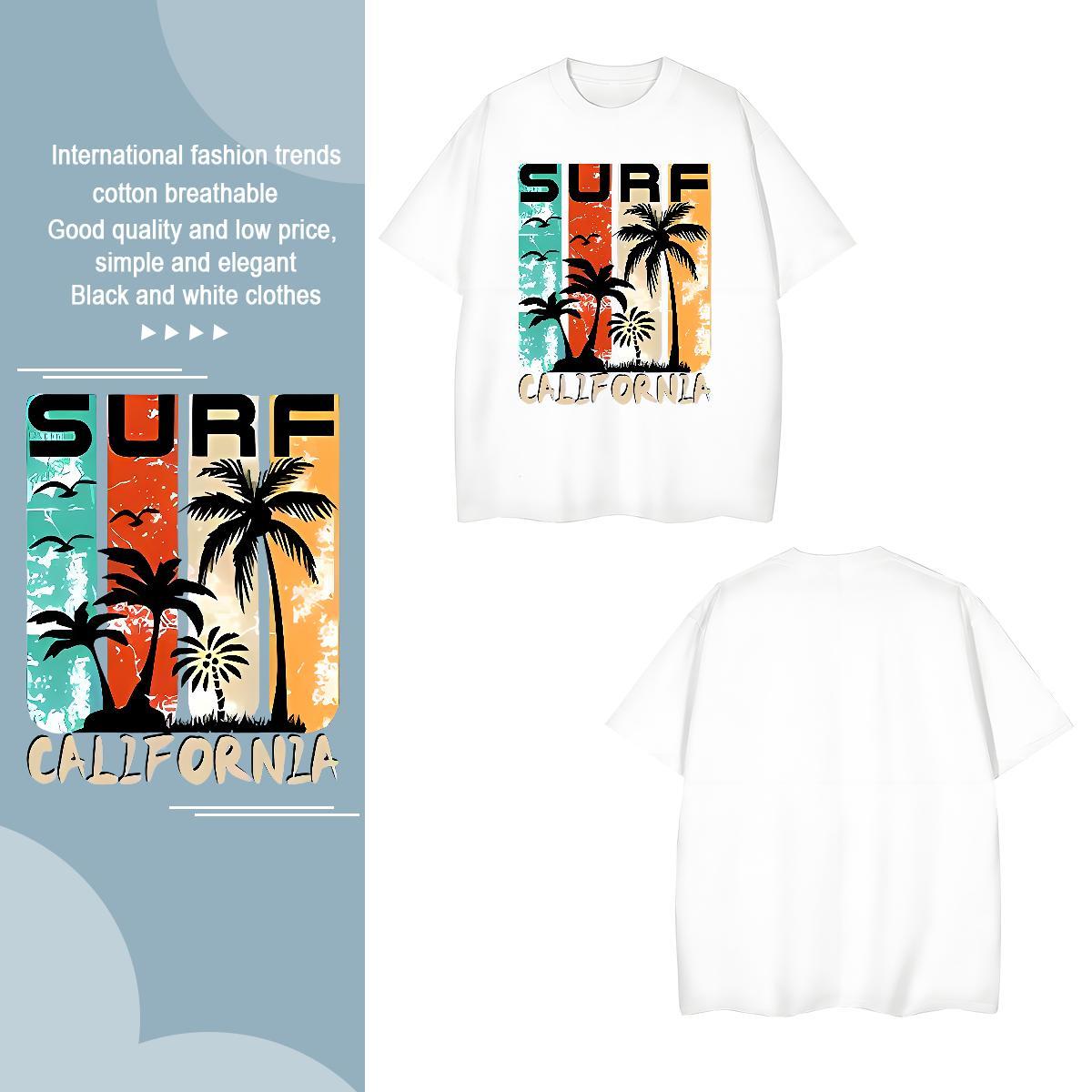 T shirt 230g Pure Cotton beach High Street Hip Hop Crew Neck Breathable Plus Size Custom Tshirts Factory Direct Soft Tee Shirt