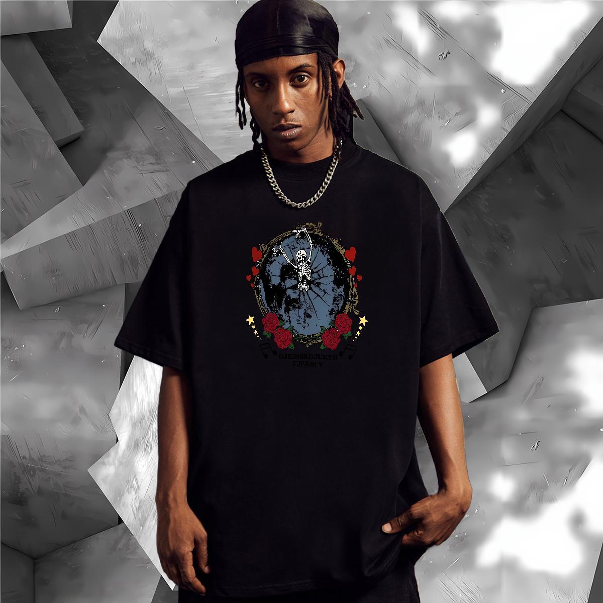 Customized T shirt skull Tees Shirts 100% Cotton 230g Anime Printing Street Wholesale Oversized 4XL O-Neck Short Sleeve Mens Tshirts