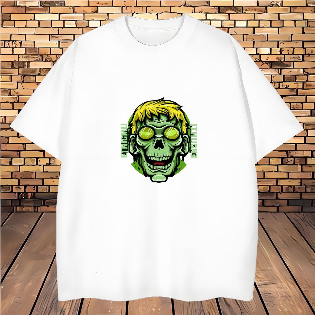 Fashion Design T Shirts Men skull Top Tees 230g Pure Cotton Summer Casual Cool Design DIY O Neck Short Sleeves Couples T Shirts