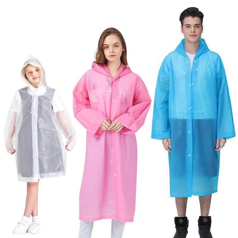 Children And Adult Raincoat Reusable Rain Jacket Coats With Hood Fashion EVA Thickened Rain Coat For Girl Boy Outdoor Travel Y240810