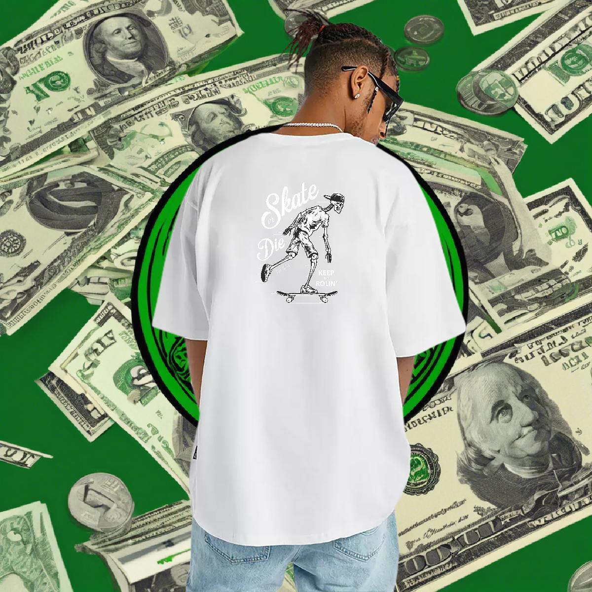 Free Shipping T-Shirts for Men skull Tees 230g 100% Cotton Beach Designer Custom Printing Breathable Short Sleeve Men Tees