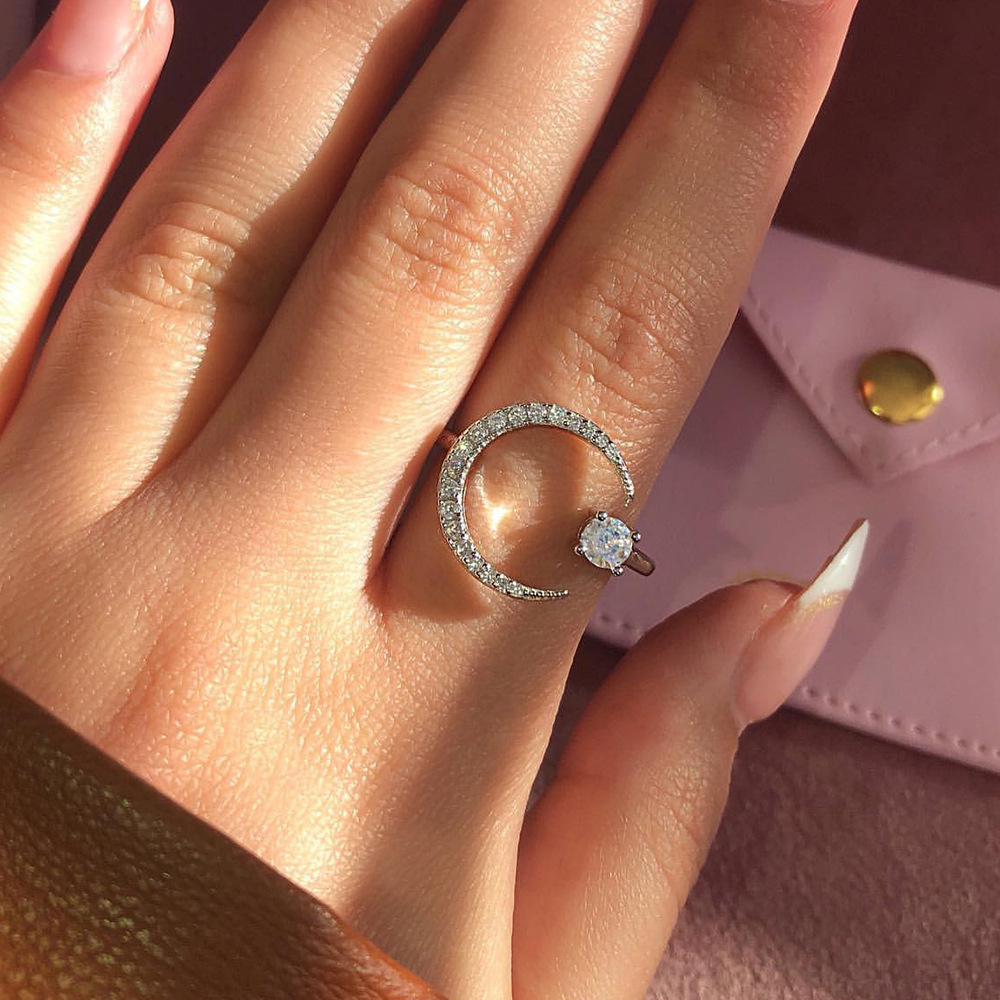 Sterg Sier Colorful Zircon CZ Dia Wedding Rings for Women - Adjustable Open Ring