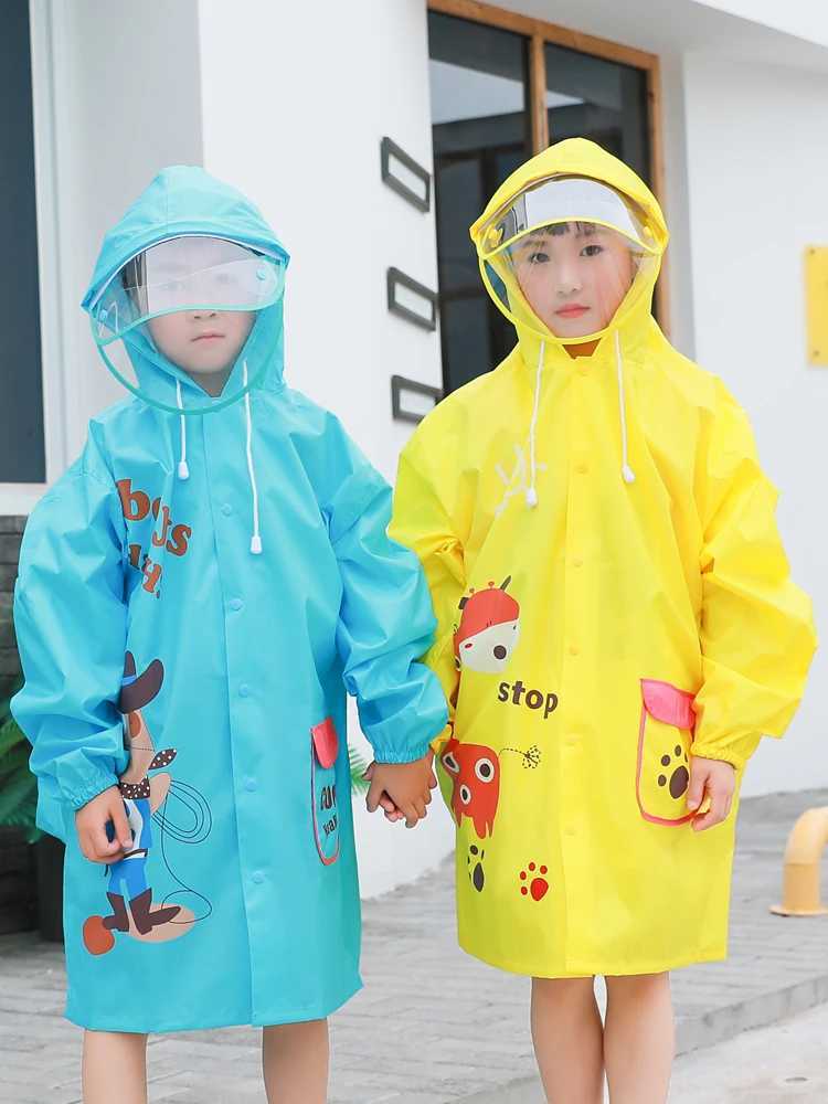 Childrens Raincoat Baby Kindergarten Boys and Girls with Space for Schoolbag Childrens Student Poncho Waterproof Rain Coat Y240810