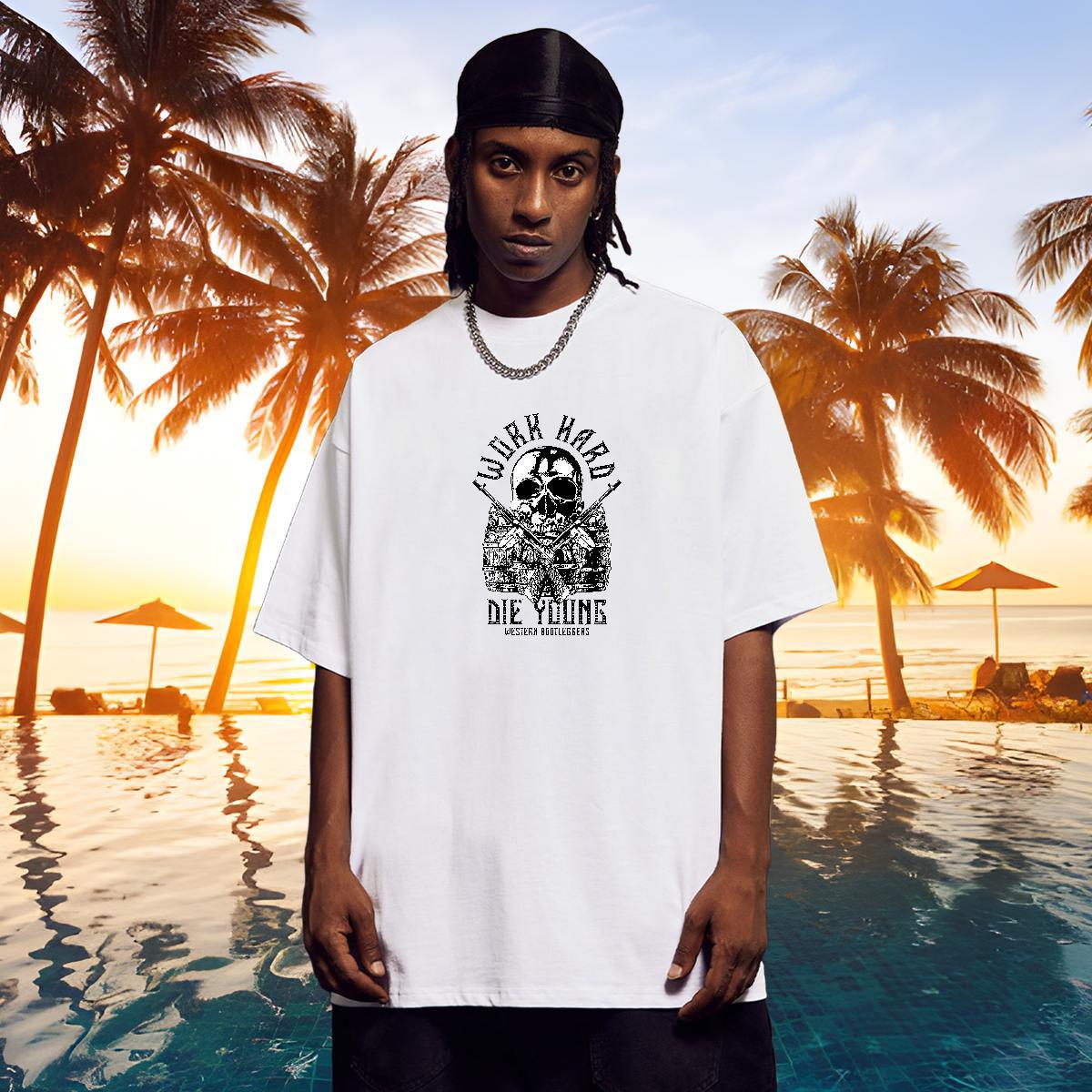 Brand T Shirt For Man skull Tshirts 100% Cotton 230g Daily Wear Designer DIY Anime Round Neck Short Sleeve Couples T Shirts