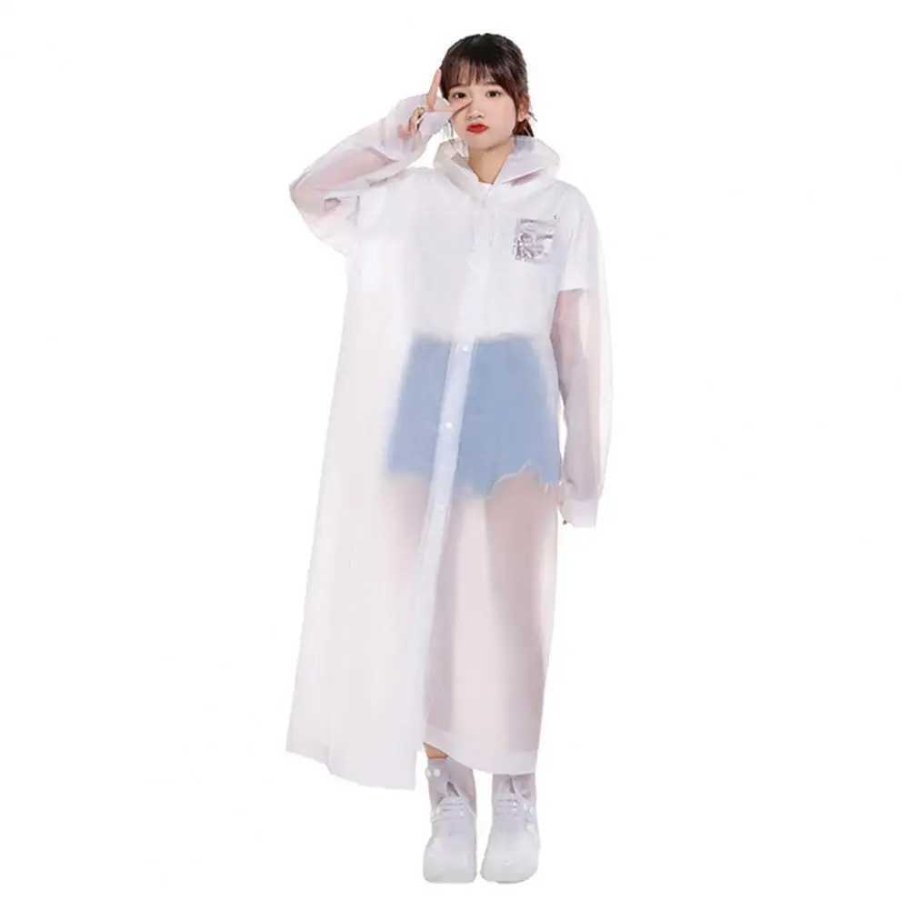 Rain Poncho Buttons Closure Hooded Raincoat Double Layer Waterproof Simple Children Full Body Raincoat Y240810