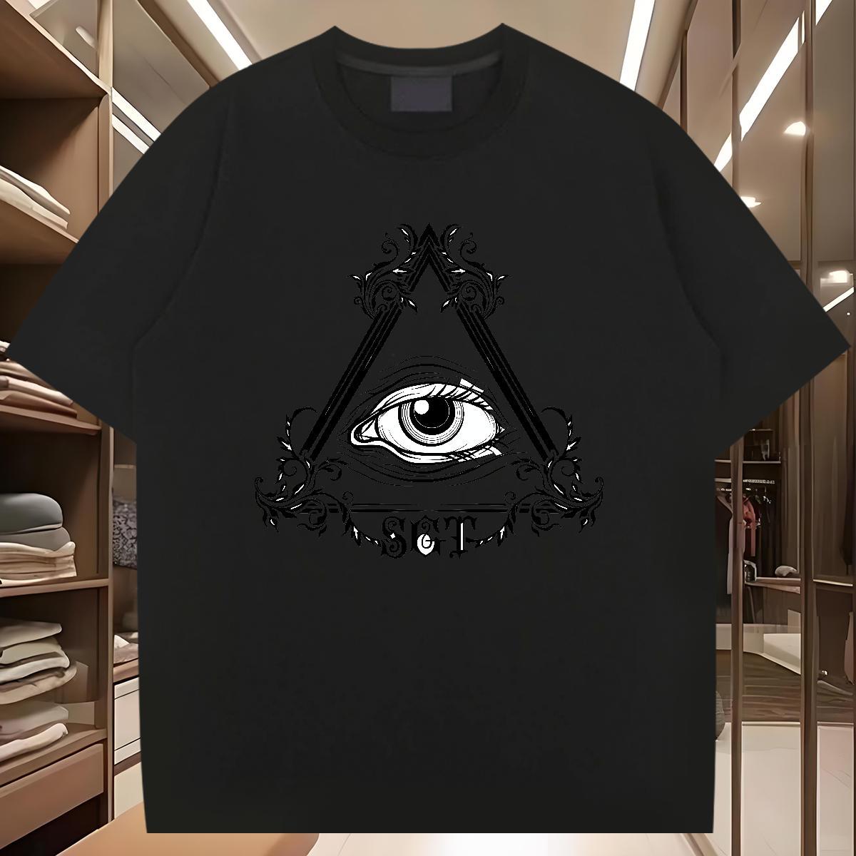 Designer Fashion T Shirts Men eye of the devil Clothes 100% Cotton 230g Daily Outfit Cool Custom Anime Breathable Short Sleeve Men Tees