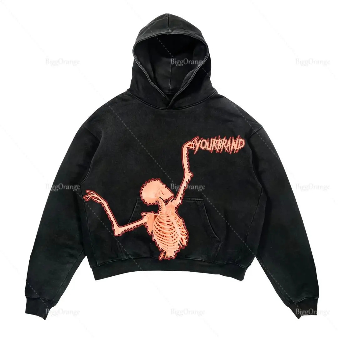 FallWinter High Street Hip Hop Character Print Hoodie Casual O Neck Sweater Pocket Hoodie 240812