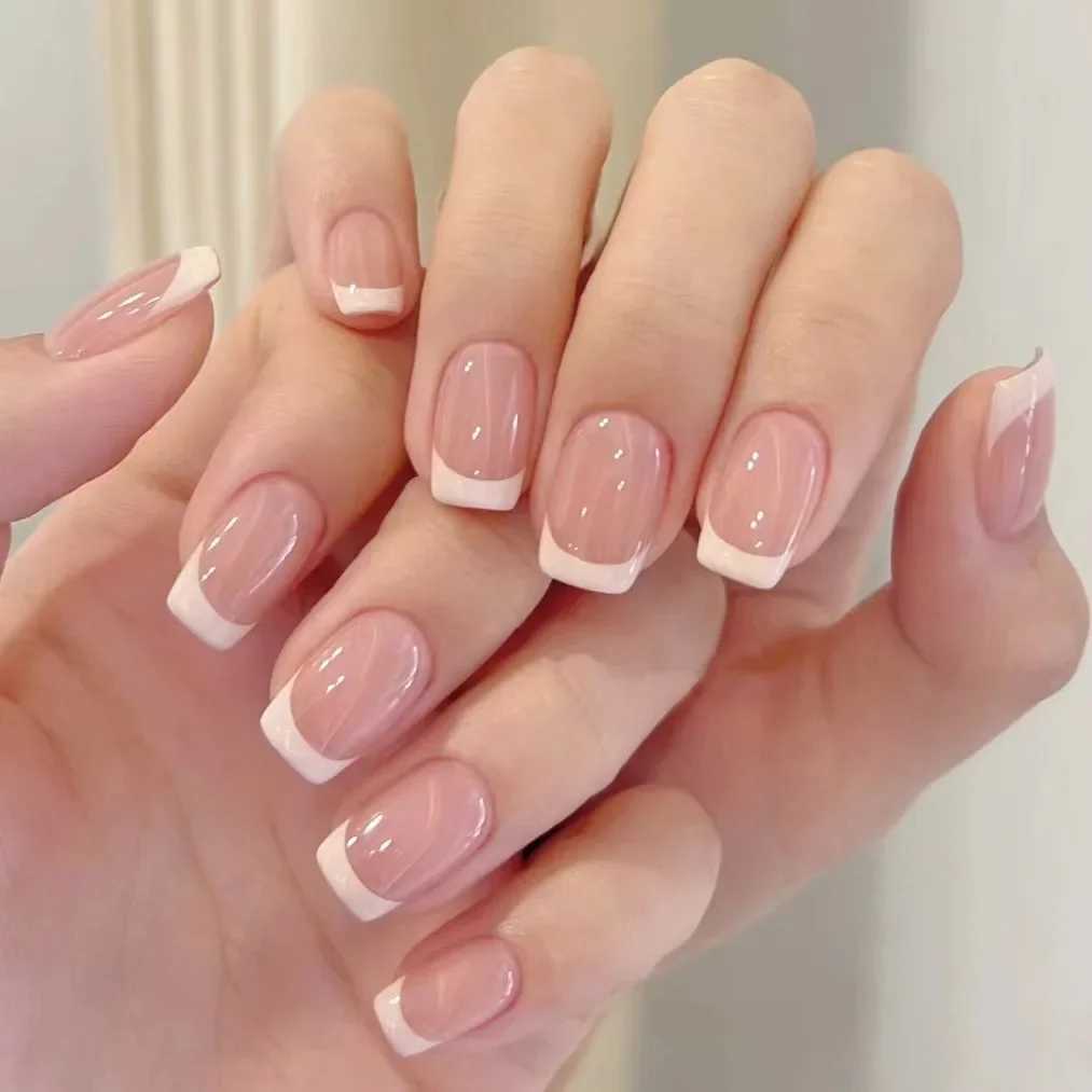 24 summer fake nails with charming design long flame ballet dancer fake nails wearable Coffin French nail tips press nails W240810