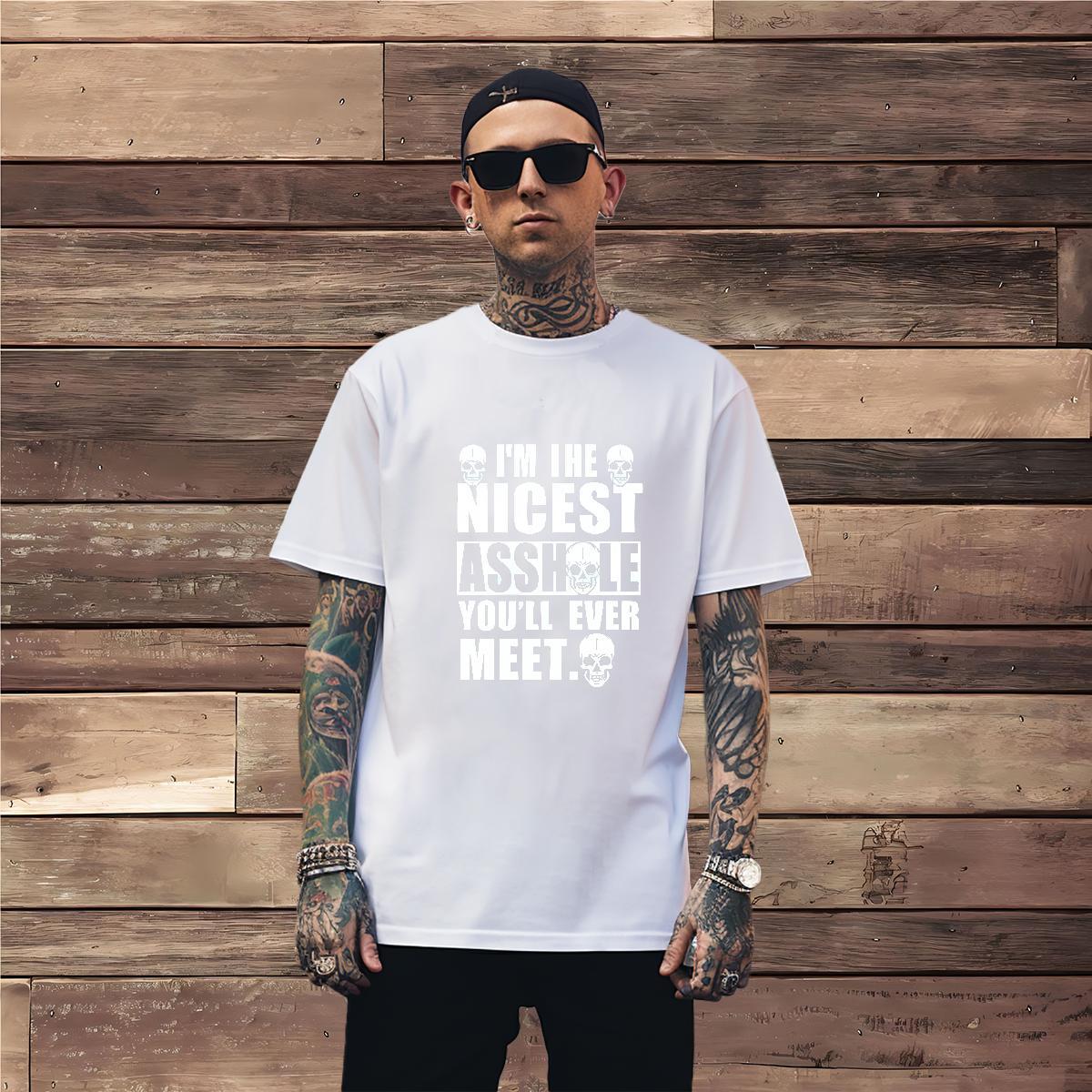 DIY 230g 100% Cotton T-Shirts letter Street Mens Tshirts Tops Crew Neck Breathable Cool Skull