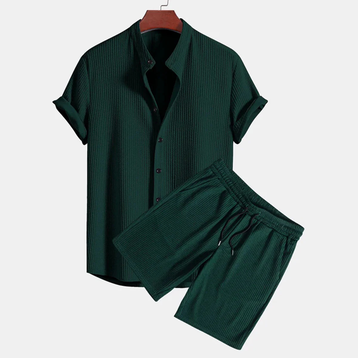 Mens Tracksuits Leisure loose multi-color beach outfit with pit stripe short sleeved set two-piece set