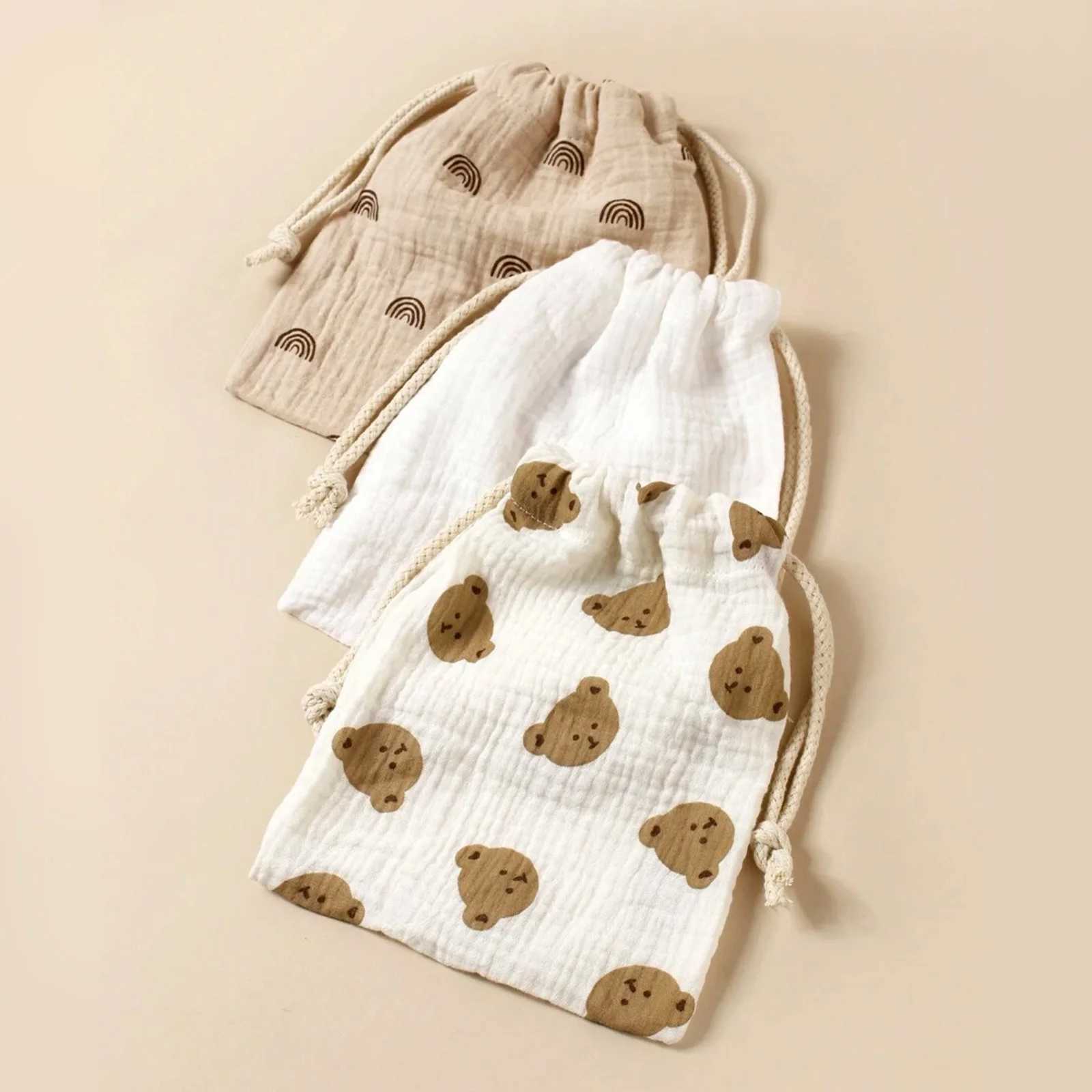 Mommy Bag for Outdoor Cart Hanging Storage Bag Bear Printing Cute Candy Gift Bag Baby Dust Bag W240812