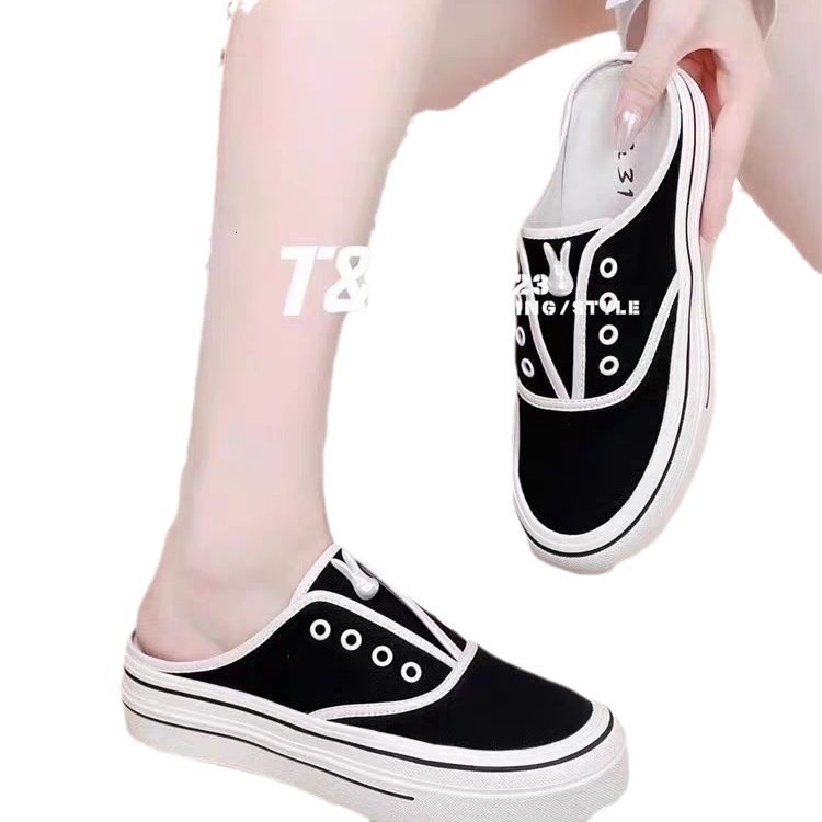 Ddmyoutdoor Summer Slim Canvas For Women New Style Eels Wear Small White Shoes Stand Out Step On Lazy Alf Slippery Outdoor
