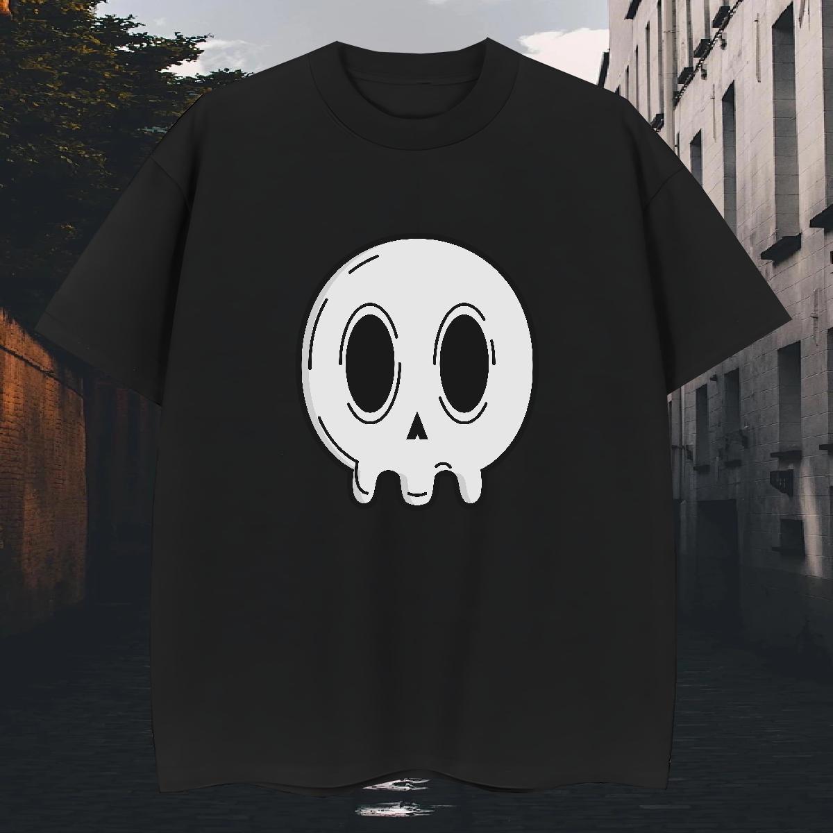 Fashion Design T Shirt For Man skull Wear 100% Cotton 230g Street Casual Cool Design Black White Breathable Short Sleeve Men Tshirts