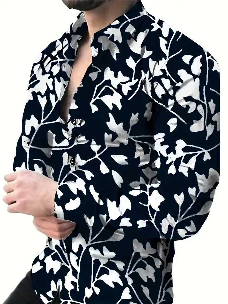 2024 New High Quality Casual Fashion 3D Rose Pattern Printed Shirt XS-6XL Large Size Fashion Long sleeved ShirtXJ240812