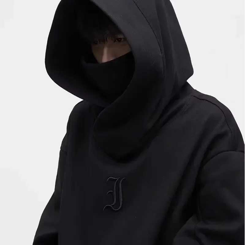 Samurai Ninja Style Mens Sweater 2024 bet Embroidered Hip Hop Street Fashion Sportswear Mens Polo Neck Retro HoodieW240724