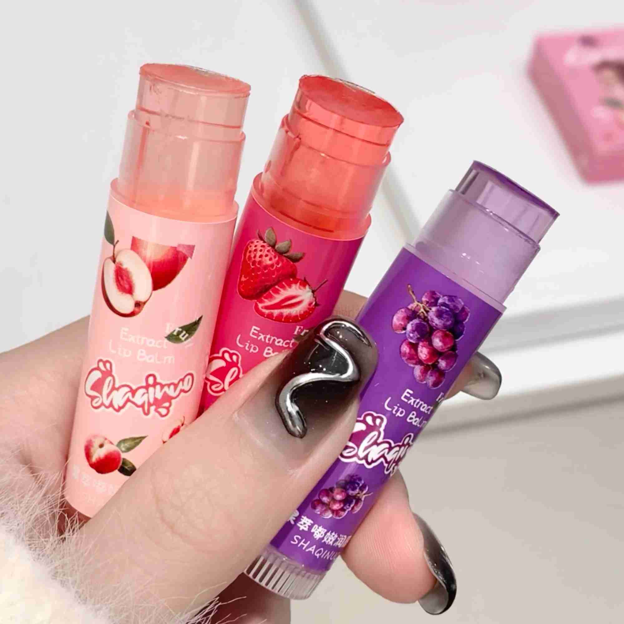 1Pc Strawberry Jelly Fruit Lip Balm Clear Moisturizing Lip Tint Transparent Hydrating Balm Anti-drying Natural Lip Care CosmeticXJ240812