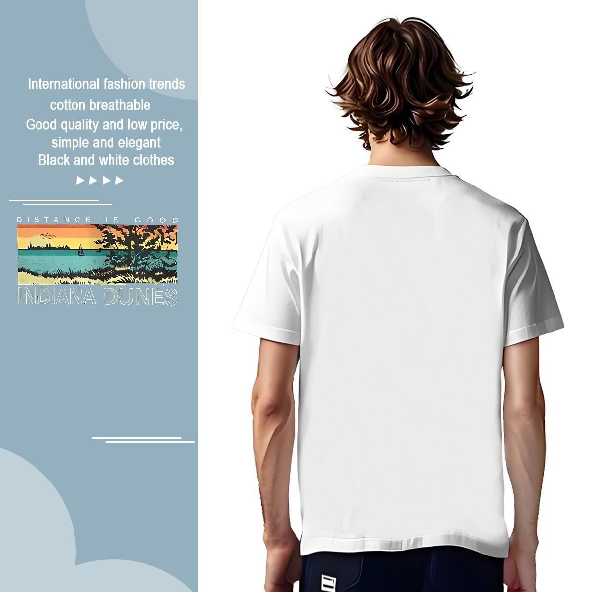 Fashion New 230g Pure Cotton Men T Shirts Casual Beach Men Clothes T-Shirt Tees Breathable Crew Neck Brand Anime