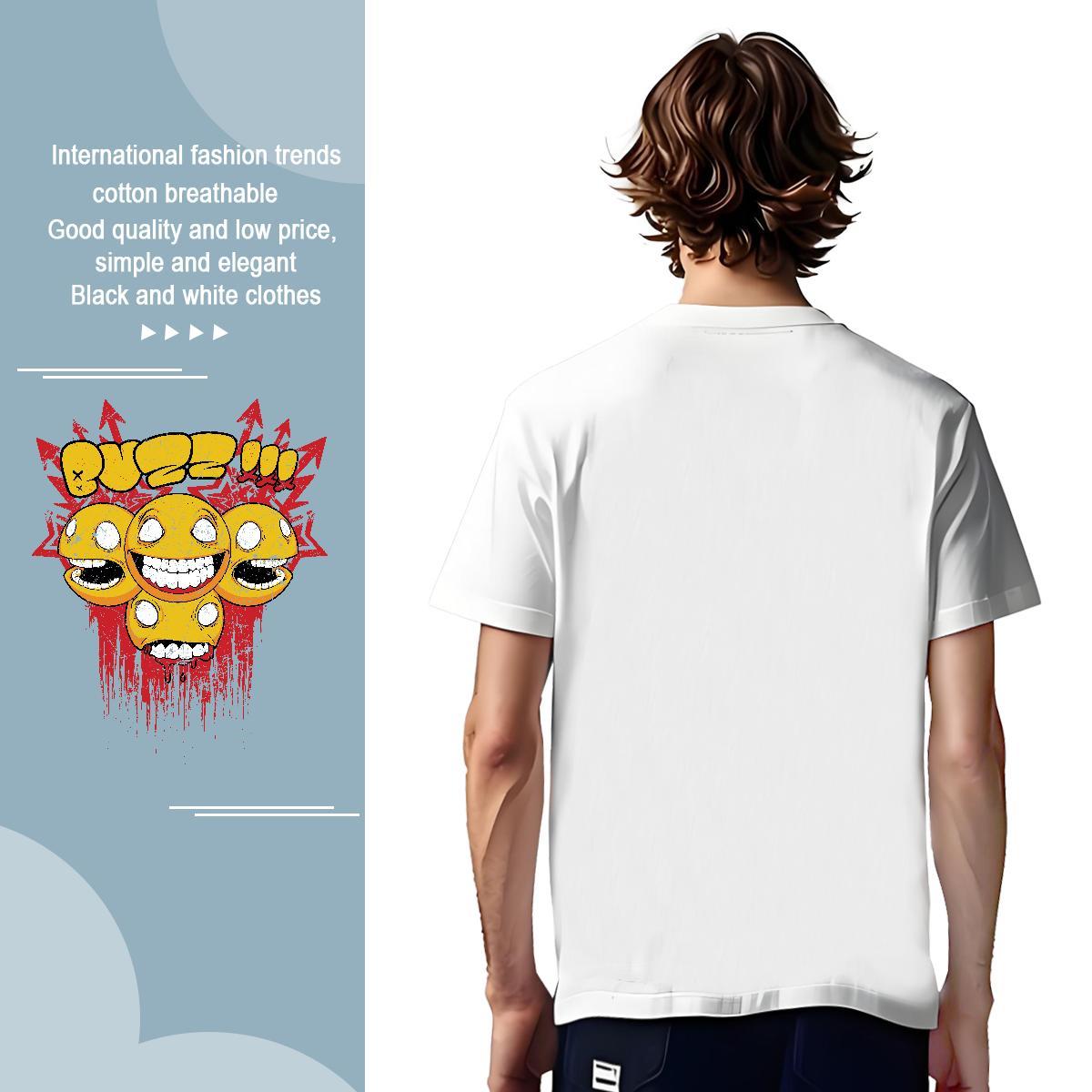 Classic Couples T Shirts ET 230g Cotton Hip Hop Street Breathable Soft T Shirt For Man Cartoon Print 2024 Summer Wear