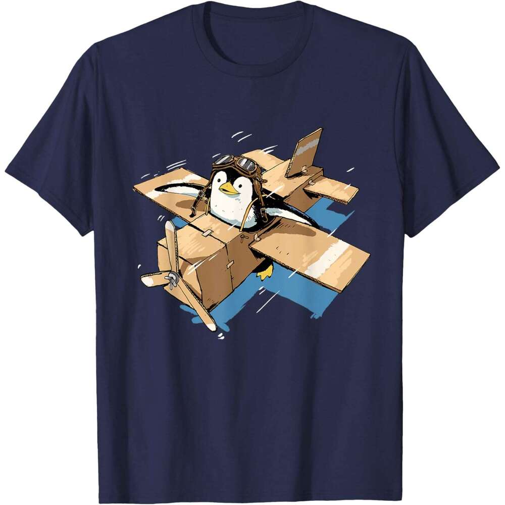 25ss Casual T shirt for Mens Flying Shirt Lover Penguin Airplane Pilot T-Shirt Shirts Tshirt Graphic Tee Tops Clothes Short sleeve Free shipping