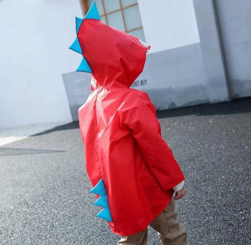 Cute Dinosaur Polyester Baby Raincoat Outdoor Waterproof Rain Coat Children Impermeable Poncho Boys Girls Rain Jacket Yellow Y240813