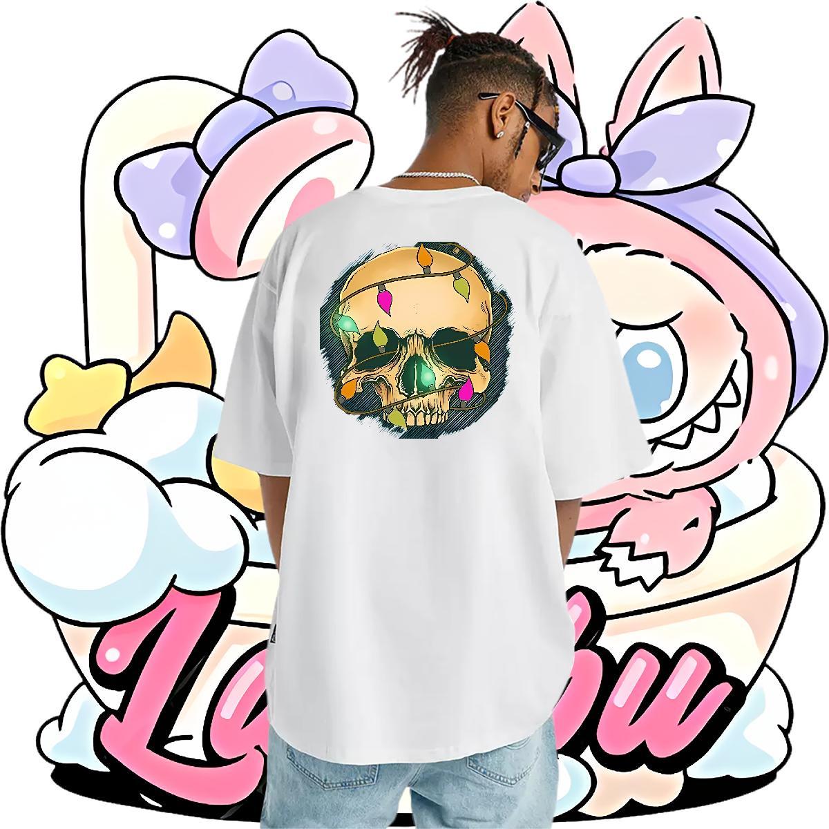 New Arrival Mens T Shirts skull Clothings 230g Cotton Outdoor Loose Oversized 4XL Breathable Crew Neck Mens Tshirts