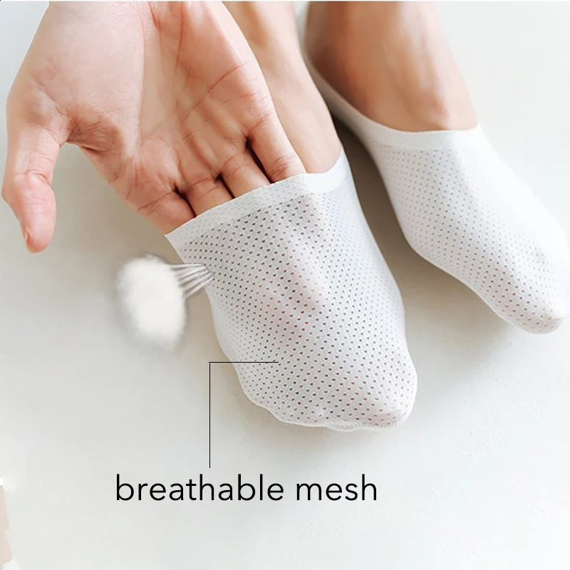 Men Socks Spring Summer Mesh Net Breathable Thin Cool Solid Color Elastic Japanese Style Colorful Non Slip Invisible Socks 240812