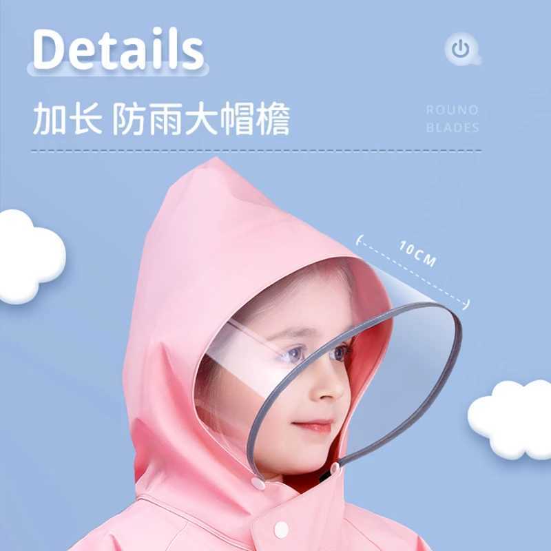 EVA childrens raincoat girls whole body waterproof boys kindergarten pupils poncho with schoolbag Y240810