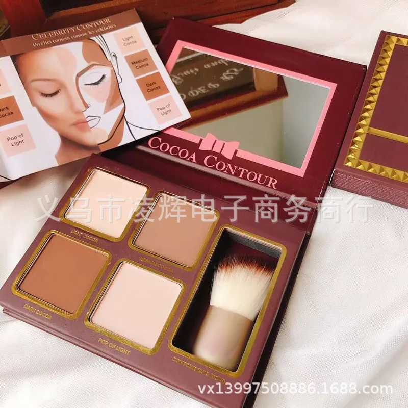 4 Colors Eyeshadow Palette with Brush Facial Contouring Highlight High Quality Female Cosmetic Cute Makeup Palette for WomenCL240812