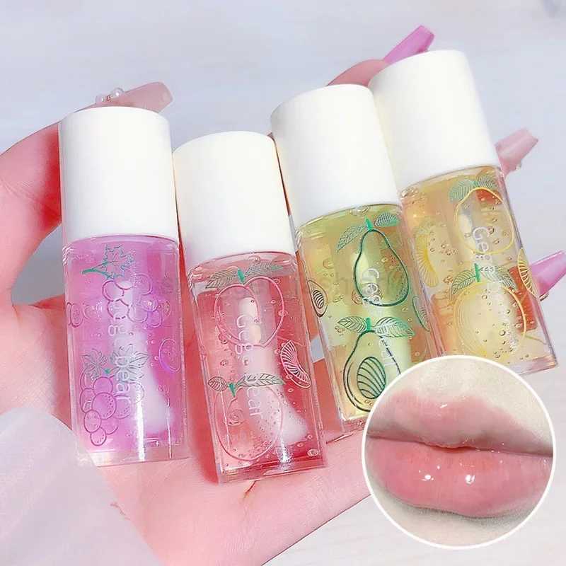 Transparent Jelly Lip Oil Clear Mirror Cute Lip Gloss Moisturizing Liquid Lip Balm Fruit Lip Tint Pumpler Anti-drying Lip CareXJ240812