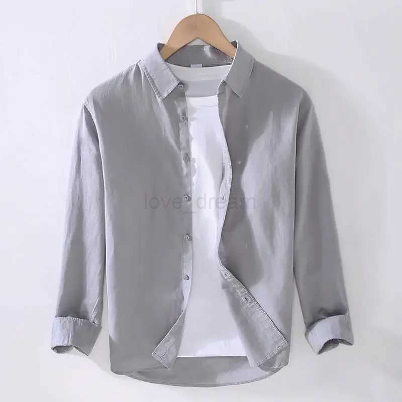 Spring Autumn Collection Mens Long Sleeve Linen Shirt Japanese Style Loose-fit Fashionable Casual White Coton Linen JacketXJ240812