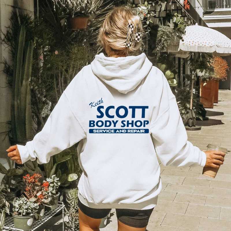 Keith Scott Body Shop Unisex Hoodie One Tree Hill Lucas Distressed Hooded Replica Sweatshirt Cotton Women Clothes Pullovers CL240812